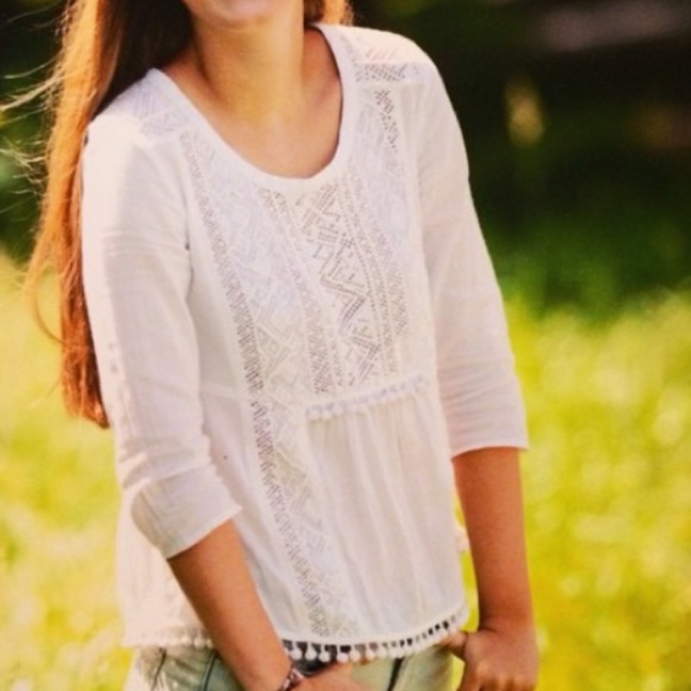 Maeve beaded white long sleeve - Anthropologie